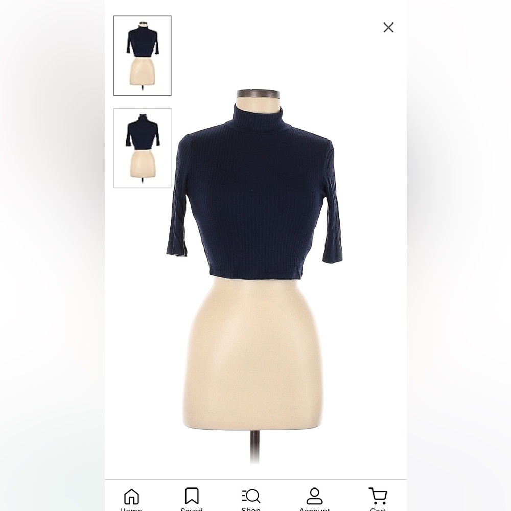 Reformation Navy Ribbed Cropped Top
